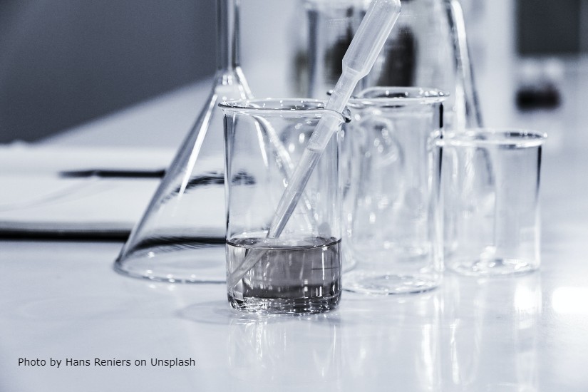 Photo of beakers in a lab